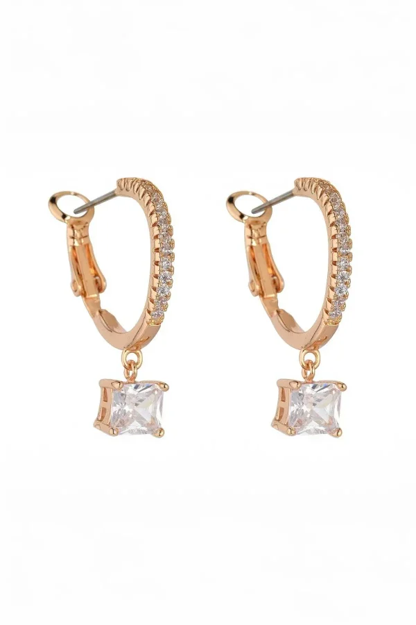 Knight & Day Crystal Rose Gold Hoop Earrings* Earrings