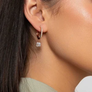 Knight & Day Crystal Rose Gold Hoop Earrings* Earrings