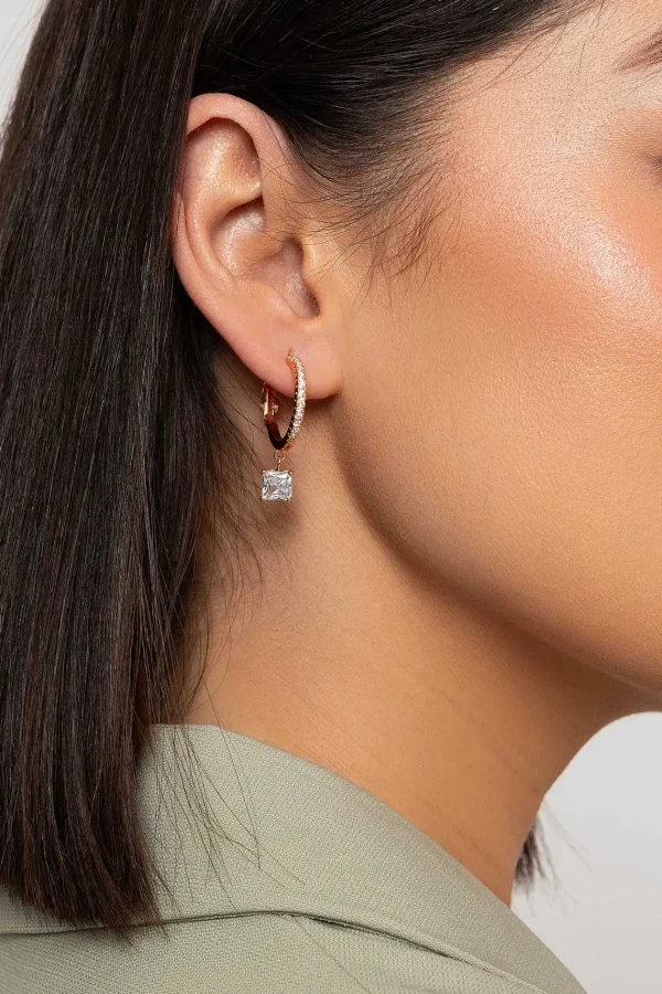 Knight & Day Crystal Rose Gold Hoop Earrings* Earrings