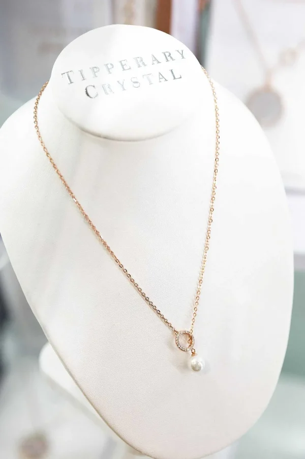 Tipperary Crystal Jewellery Cubic Zirconia Circle Pearl Feeder Necklace* Her