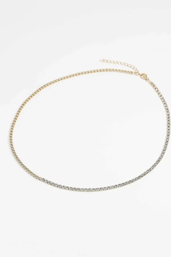 Soul Jewellery Curb And Diamante Necklace In Gold* Necklaces