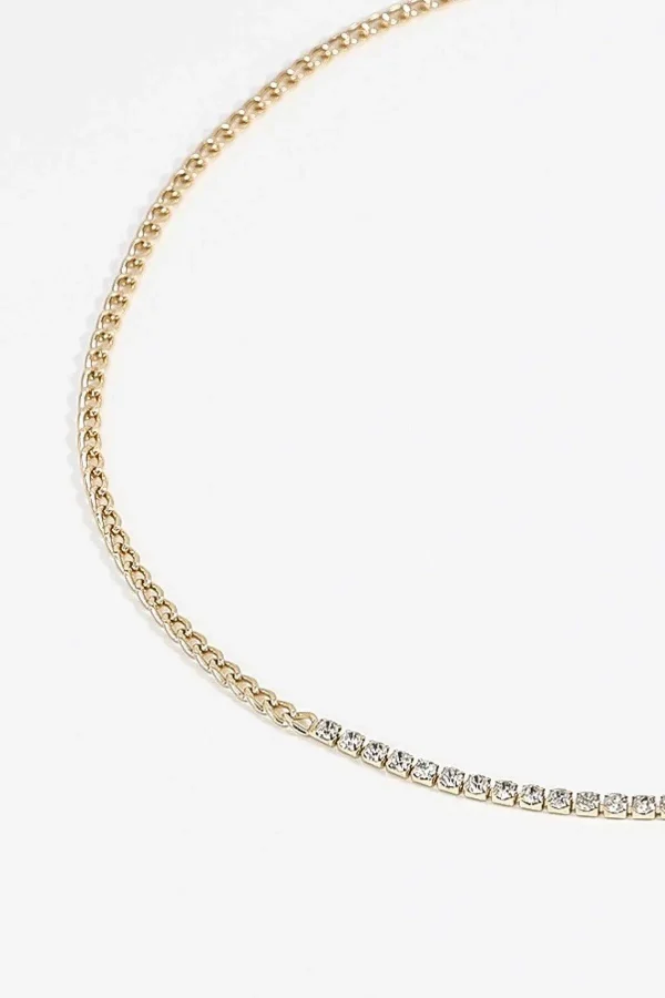 Soul Jewellery Curb And Diamante Necklace In Gold* Necklaces