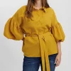 Vero Moda Curve Curve - 3/4 Length Sleeve Blouse In Gold*Women Tops & Blouses