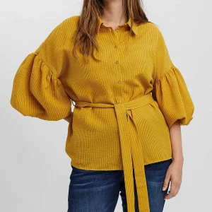 Vero Moda Curve Curve - 3/4 Length Sleeve Blouse In Gold*Women Tops & Blouses