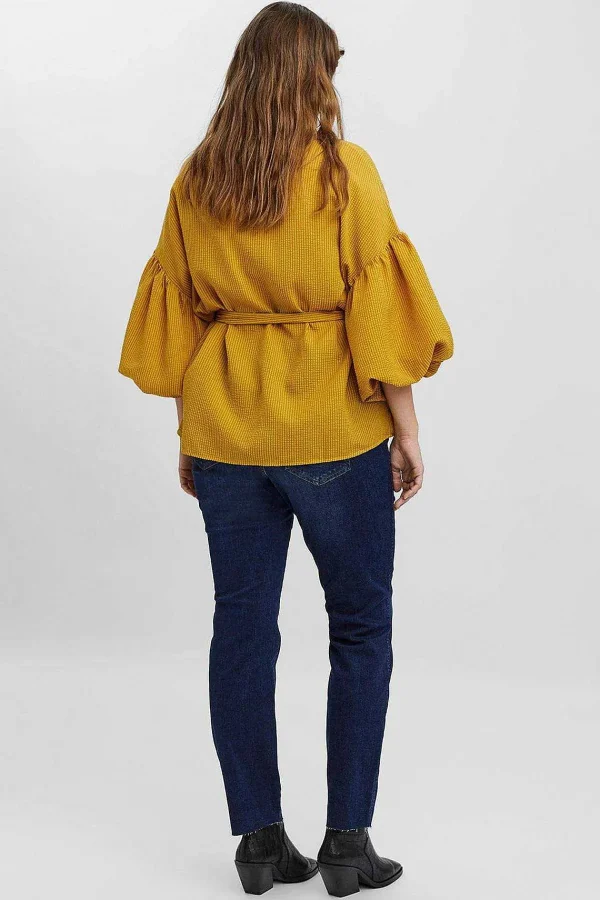 Vero Moda Curve Curve - 3/4 Length Sleeve Blouse In Gold*Women Tops & Blouses