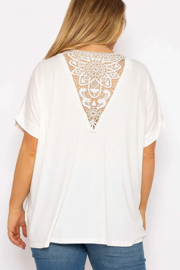 Nova of London Curve - Curve Medallion Lace Back Top In Ivory*Women Tops & Blouses