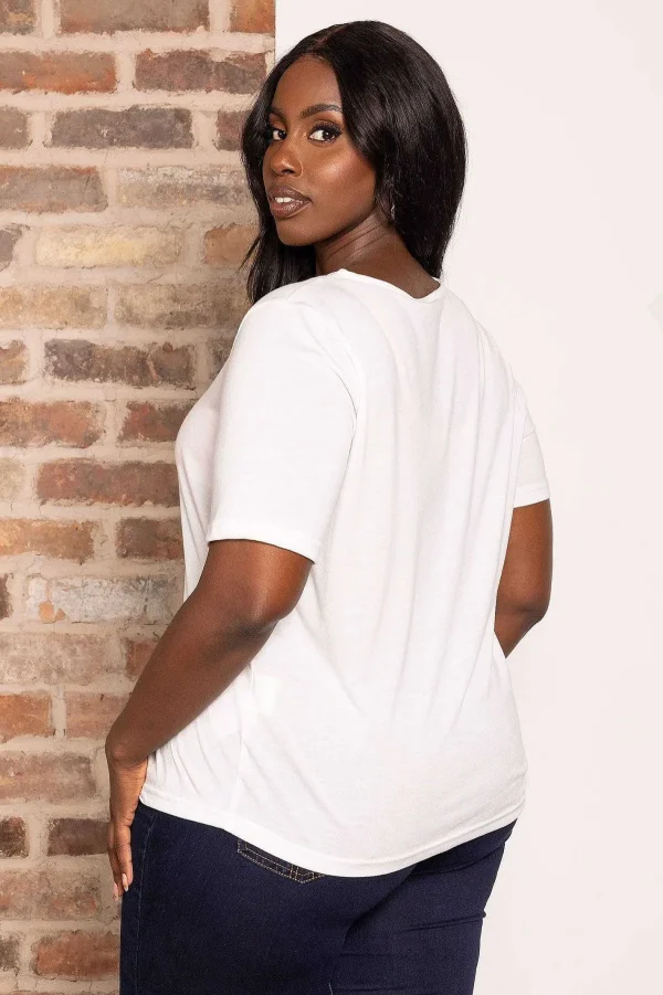 Vero Moda Curve Curve - Daisy V-Neck Top In White*Women Tops & Blouses