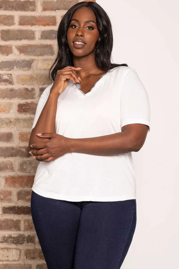 Vero Moda Curve Curve - Daisy V-Neck Top In White*Women Tops & Blouses