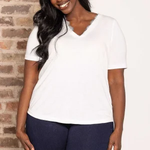 Vero Moda Curve Curve - Daisy V-Neck Top In White*Women Tops & Blouses