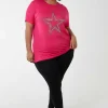 Nova of London Curve - Diamante Star Oversized Top In Pink*Women Tops & Blouses