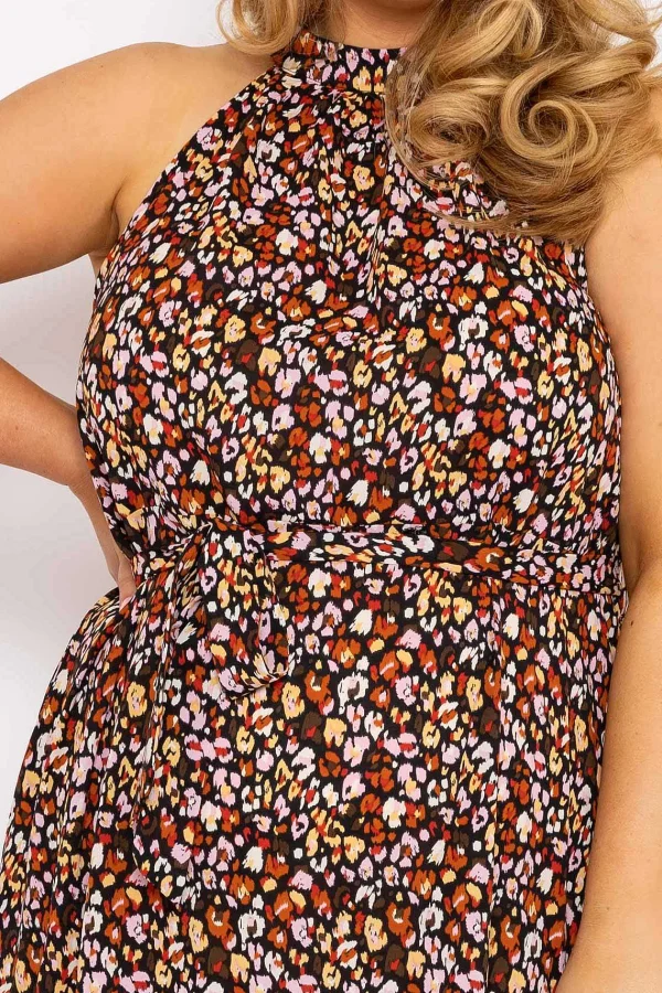 Nova of London Curve - Halter Neck Maxi Dress In Black Print*Women Dresses & Jumpsuits