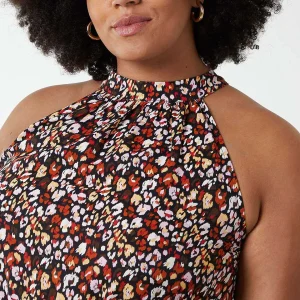 Nova of London Curve - Halter Neck Maxi Dress In Black Print*Women Dresses & Jumpsuits