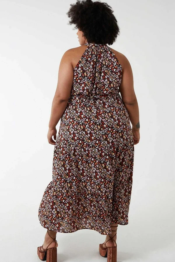 Nova of London Curve - Halter Neck Maxi Dress In Black Print*Women Dresses & Jumpsuits