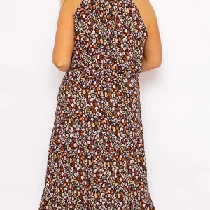 Nova of London Curve - Halter Neck Maxi Dress In Black Print*Women Dresses & Jumpsuits