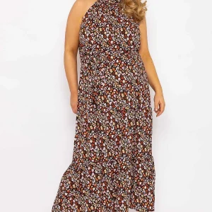 Nova of London Curve - Halter Neck Maxi Dress In Black Print*Women Dresses & Jumpsuits