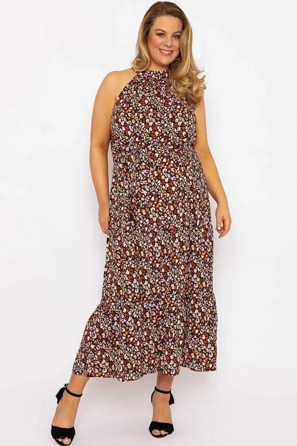 Nova of London Curve - Halter Neck Maxi Dress In Black Print*Women Dresses & Jumpsuits