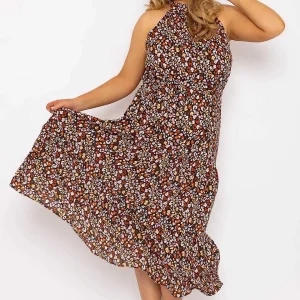 Nova of London Curve - Halter Neck Maxi Dress In Black Print*Women Dresses & Jumpsuits