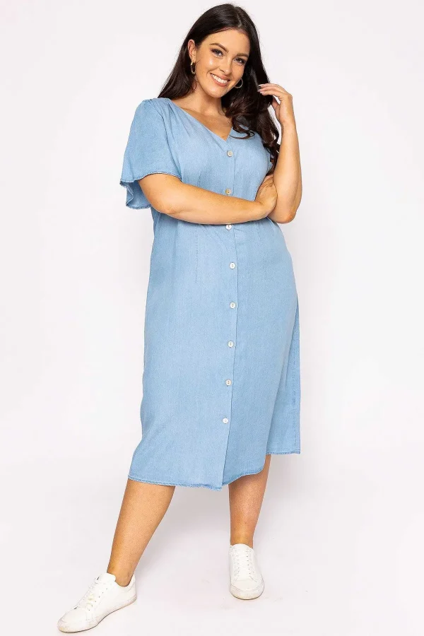 Vero Moda Curve Curve - Liliana Dress In Light Blue Denim*Women Dresses & Jumpsuits