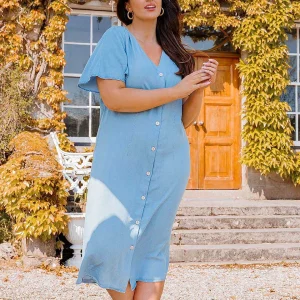 Vero Moda Curve Curve - Liliana Dress In Light Blue Denim*Women Dresses & Jumpsuits
