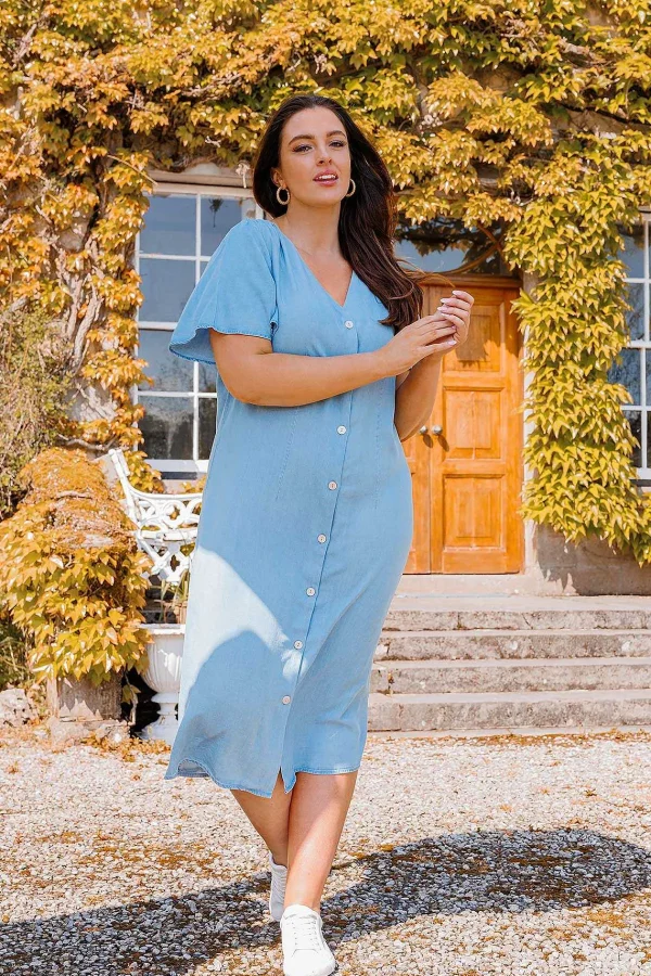 Vero Moda Curve Curve - Liliana Dress In Light Blue Denim*Women Dresses & Jumpsuits