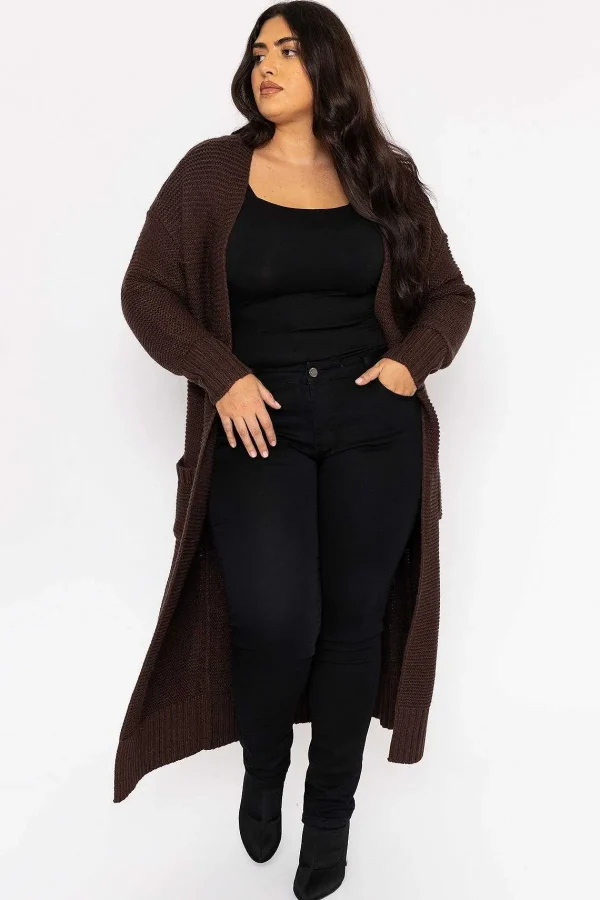 Vero Moda Curve Curve - Long Belted Cardigan In Brown*Women Jumpers & Cardigans