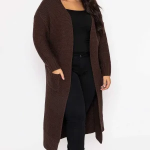 Vero Moda Curve Curve - Long Belted Cardigan In Brown*Women Jumpers & Cardigans
