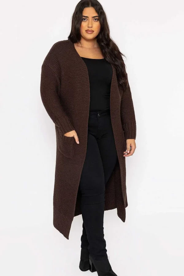 Vero Moda Curve Curve - Long Belted Cardigan In Brown*Women Jumpers & Cardigans