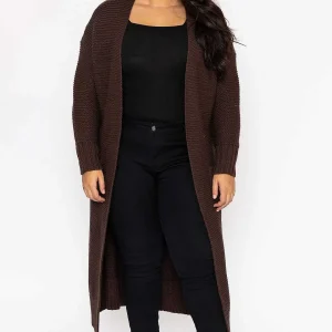 Vero Moda Curve Curve - Long Belted Cardigan In Brown*Women Jumpers & Cardigans