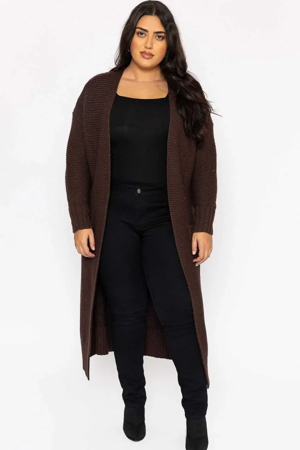 Vero Moda Curve Curve - Long Belted Cardigan In Brown*Women Jumpers & Cardigans