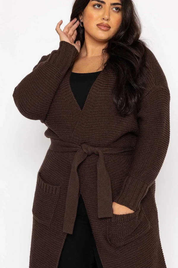 Vero Moda Curve Curve - Long Belted Cardigan In Brown*Women Jumpers & Cardigans