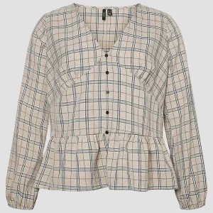 Vero Moda Curve Curve - Long Sleeve Blouse In Check*Women Tops & Blouses
