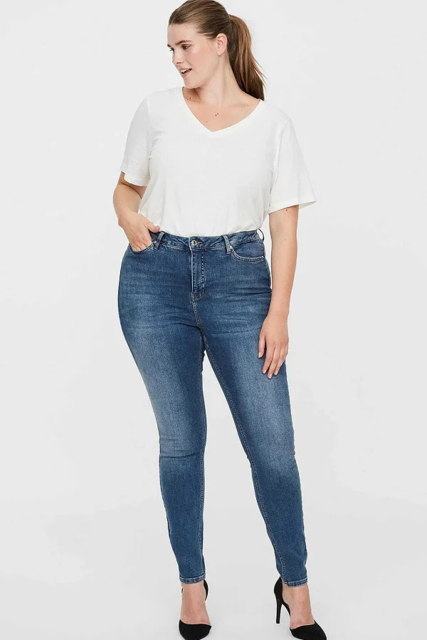 Vero Moda Curve Curve - Lora High Waist Jeans In Medium Blue Denim*Women Jeans & Trousers