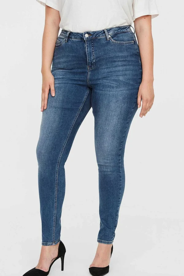Vero Moda Curve Curve - Lora High Waist Jeans In Medium Blue Denim*Women Jeans & Trousers