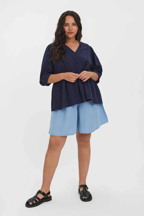 Vero Moda Curve Curve - Mavis Blouse In Navy*Women Tops & Blouses
