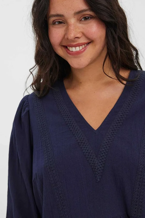 Vero Moda Curve Curve - Mavis Blouse In Navy*Women Tops & Blouses