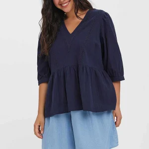 Vero Moda Curve Curve - Mavis Blouse In Navy*Women Tops & Blouses