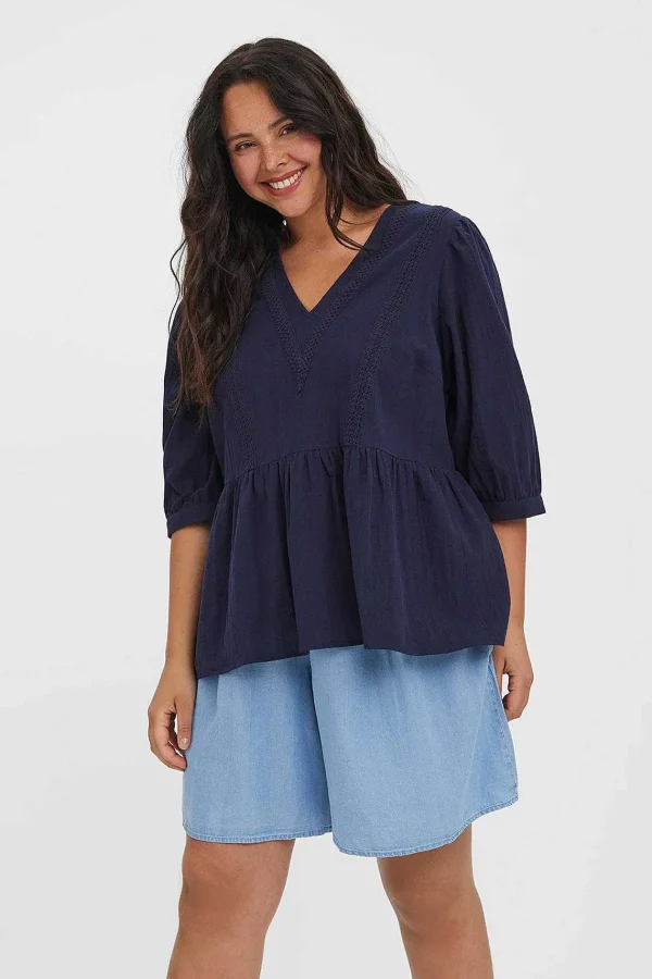 Vero Moda Curve Curve - Mavis Blouse In Navy*Women Tops & Blouses