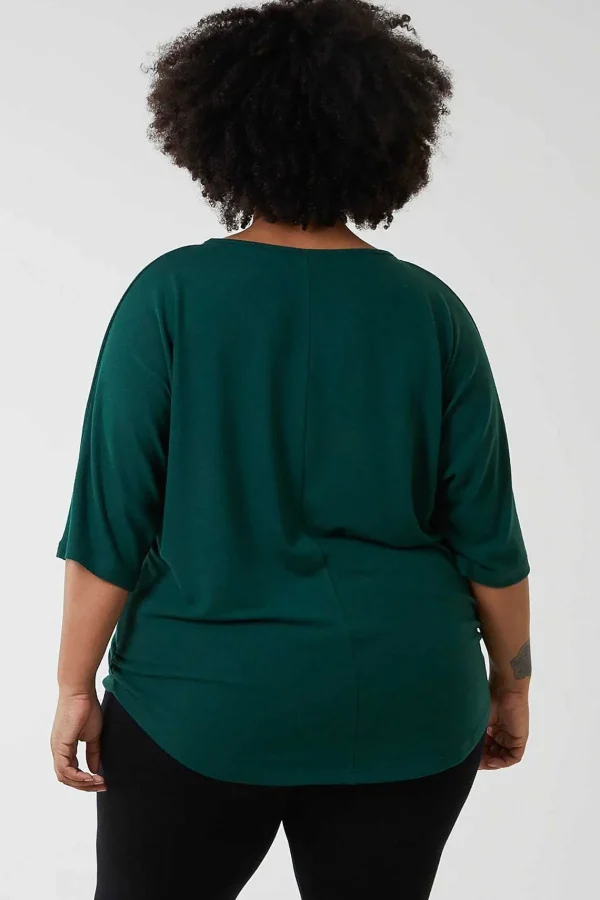 Nova of London Curve - Plain Zip Front Top In Green*Women Tops & Blouses