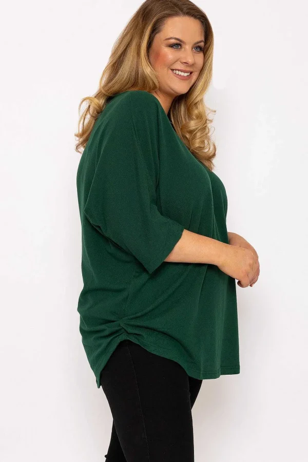 Nova of London Curve - Plain Zip Front Top In Green*Women Tops & Blouses