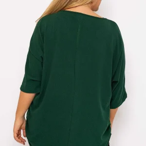 Nova of London Curve - Plain Zip Front Top In Green*Women Tops & Blouses
