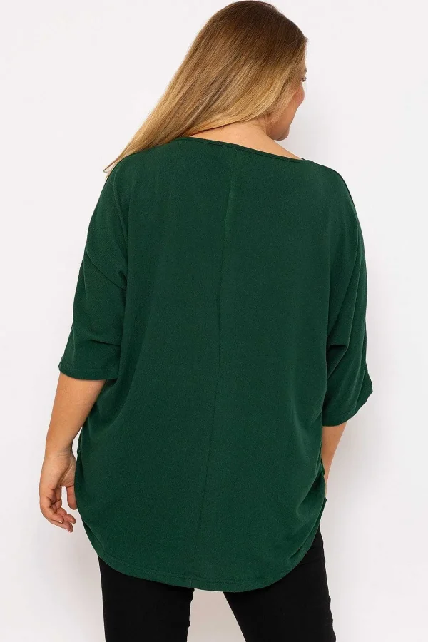 Nova of London Curve - Plain Zip Front Top In Green*Women Tops & Blouses
