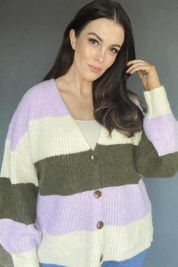 Vero Moda Curve Curve - V-Neck Button Cardigan In Multi*Women Jumpers & Cardigans