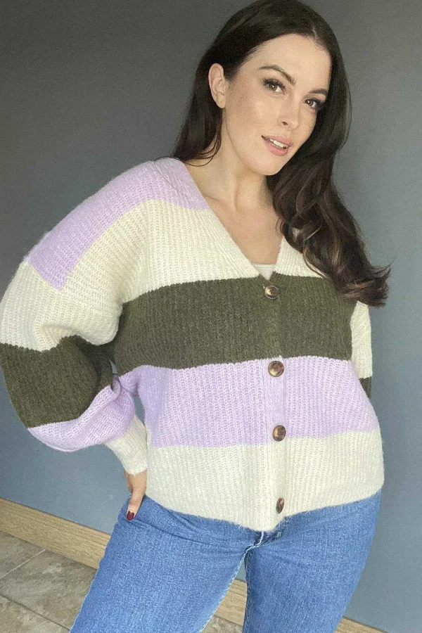 Vero Moda Curve Curve - V-Neck Button Cardigan In Multi*Women Jumpers & Cardigans