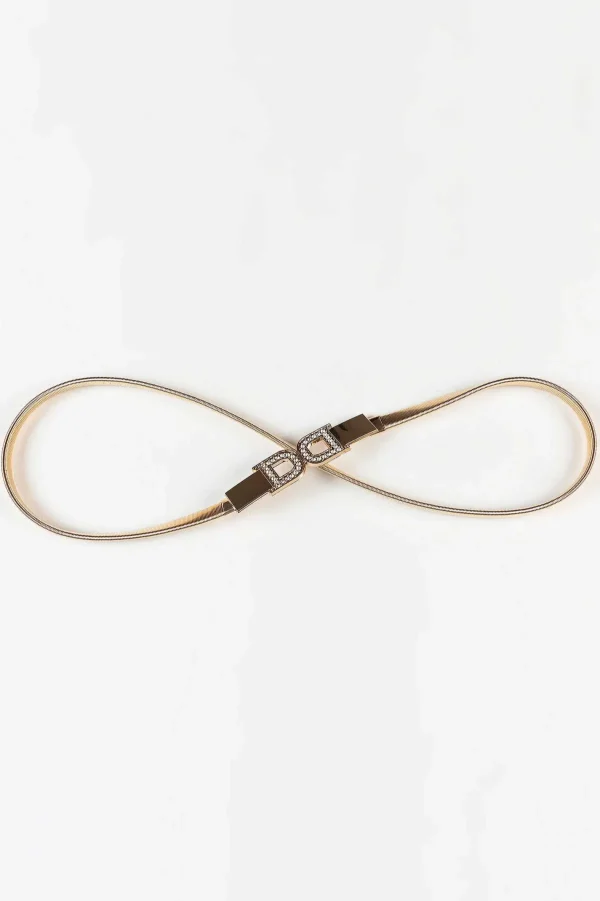 SOUL Accessories Diamante 'D' Clasp Stretch Belt In Gold* Belts