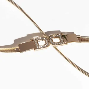SOUL Accessories Diamante 'D' Clasp Stretch Belt In Gold* Belts