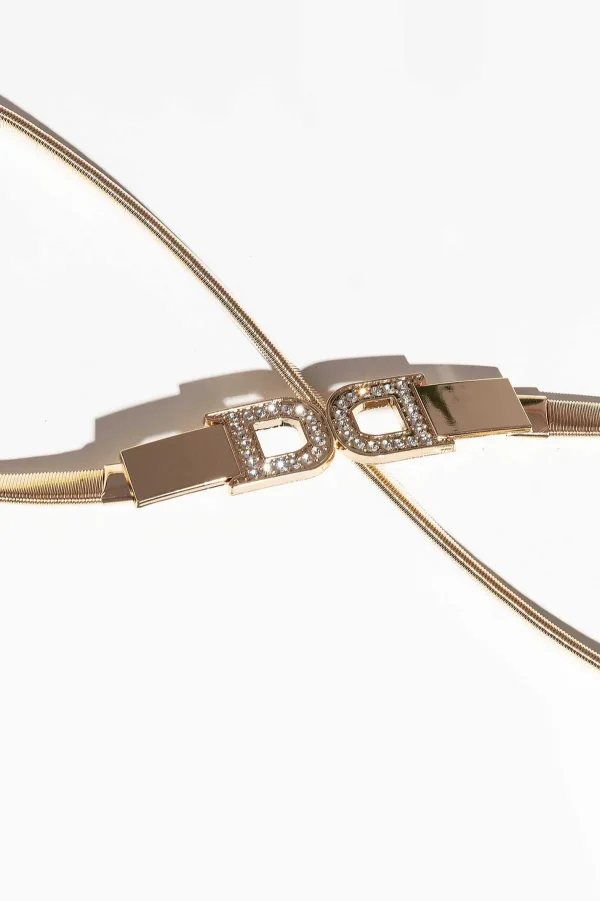 SOUL Accessories Diamante 'D' Clasp Stretch Belt In Gold* Belts