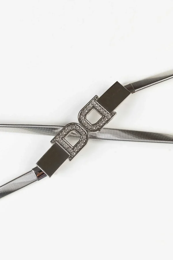 SOUL Accessories Diamante D Clasp Stretch Belt In Silver* Belts