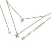 Tipperary Crystal Jewellery Double Floating Pave Star Necklace In Rose Gold* Boxed Gifts