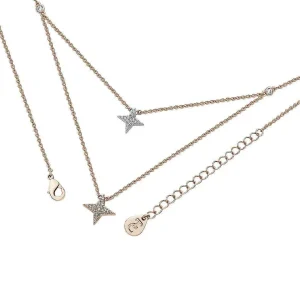 Tipperary Crystal Jewellery Double Floating Pave Star Necklace In Rose Gold* Boxed Gifts