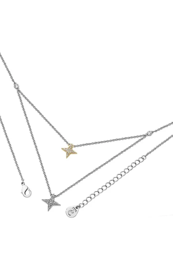 Tipperary Crystal Jewellery Double Floating Star Necklace In Silver* Boxed Gifts